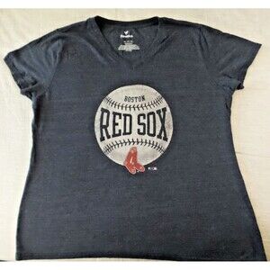 Boston Red Sox Shirt Womens 3XLBlue Short Sleeve V Neck Baseball Distressed